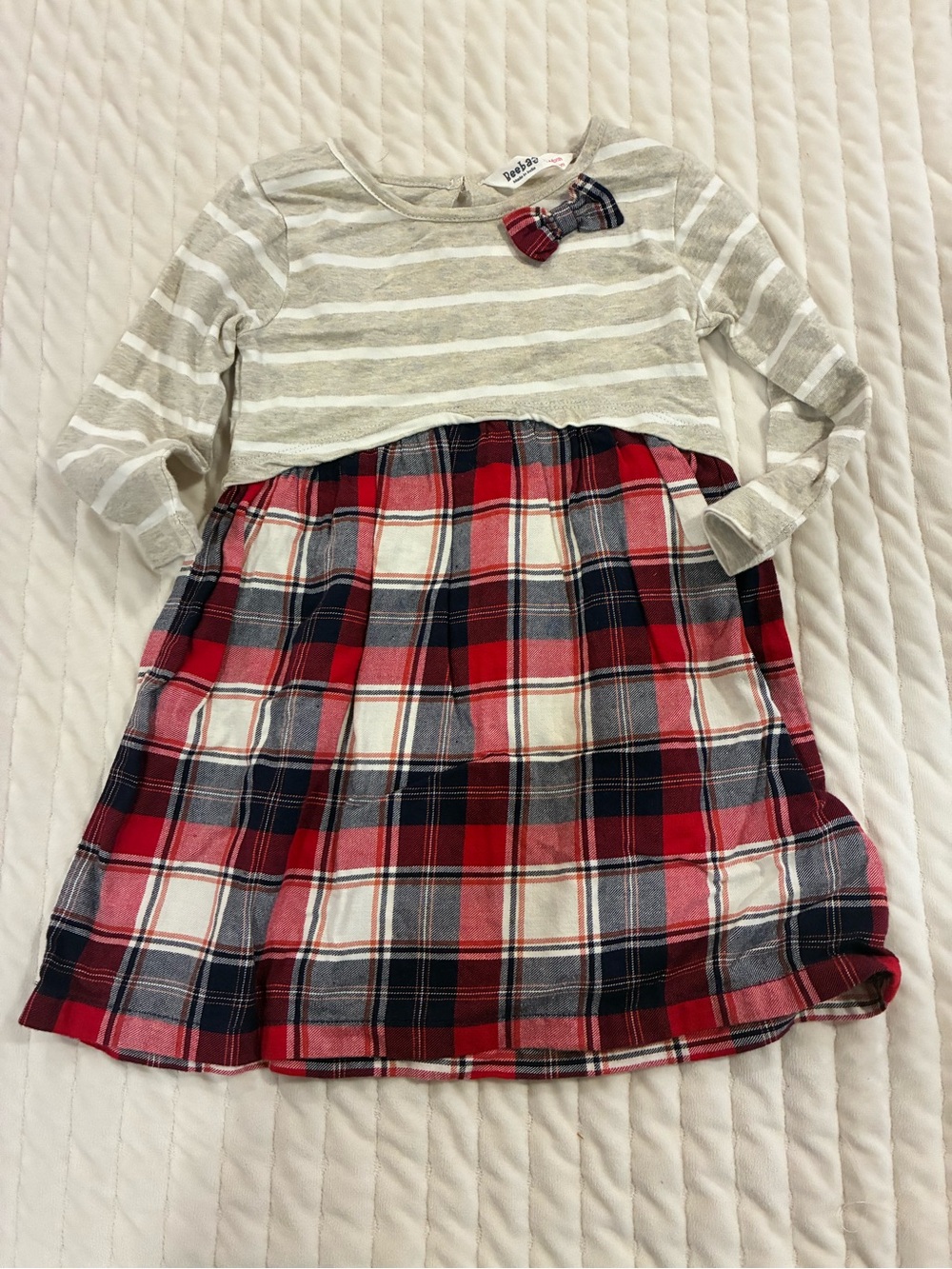 Beebay Girls Striped and Plaid Dress Size 12-18 month